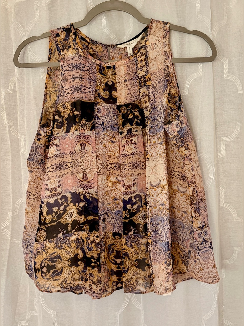 BCBG Generation Paisley Patchwork Sleeveless Blouse XS Boho